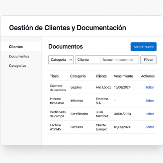 Gestión de Clientes y Documentación – Portal privado con vencimientos y descargas