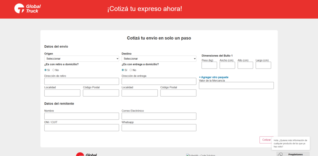 Cotizador Global Truck – Cotizador de envios