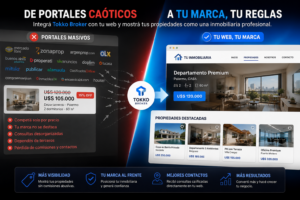 Comparativa de visibilidad inmobiliaria en portales masivos vs web propia optimizada.